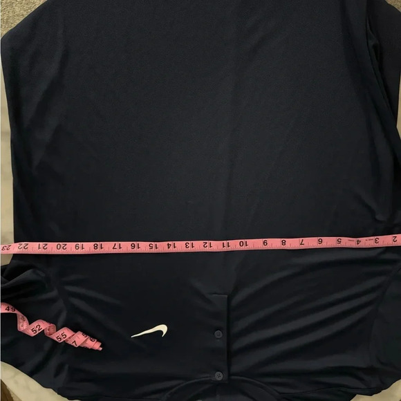 Nike Men Large Short Sleeve Shirt - quarter buttom up shirt w Dri-Fit in Blue - Picture 5 of 7